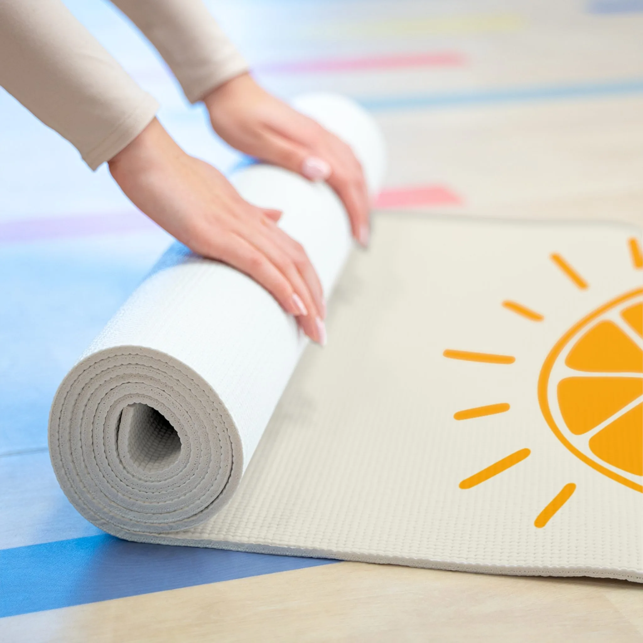 My Best Years Sunrise Logo Foam Exercise Mat, Beige, Non-Slip - Image 4