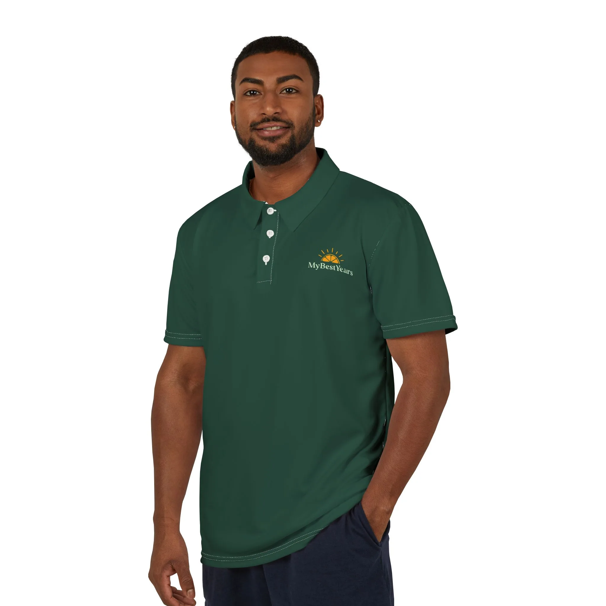 My Best Years Sunrise Logo 2 Embroidered Polo, Dark Green - Image 2