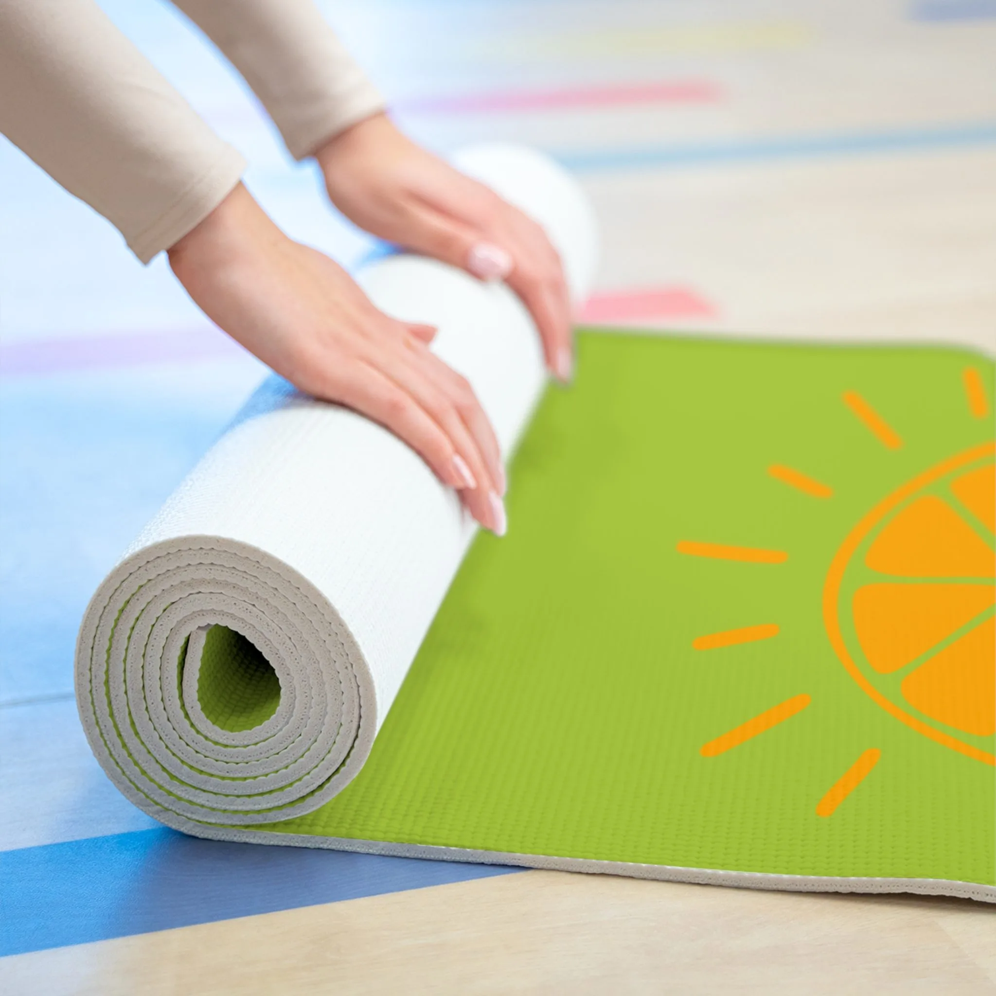 My Best Years Sunrise Logo Foam Exercise Mat, Green Non-Slip - Image 4