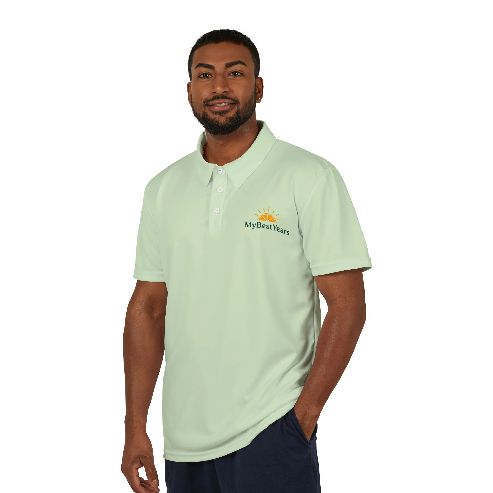 My Best Years Sunrise Logo 2 Embroidered Polo, Light Green - Image 2