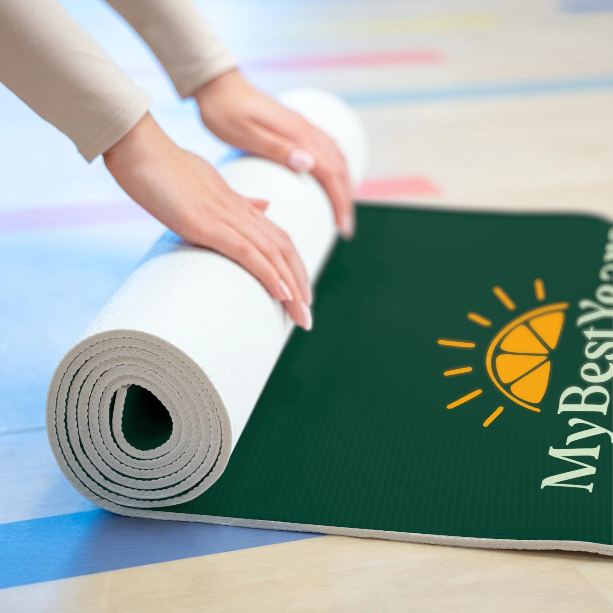 My Best Years Foam Exercise Mat, Dark Green, Non-Slip - Image 4