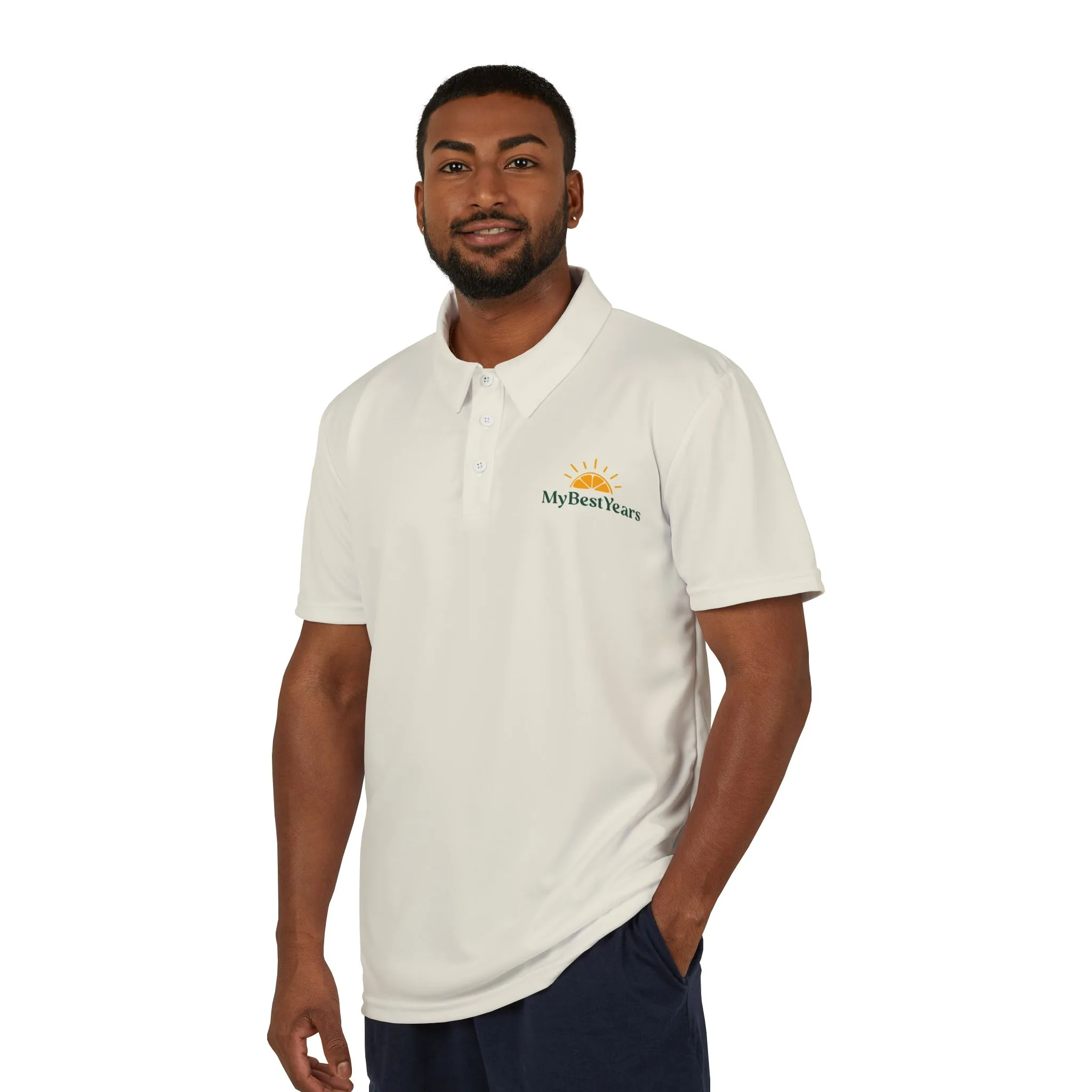 My Best Years Sunrise Logo 2 Embroidered Polo, Beige - Image 2