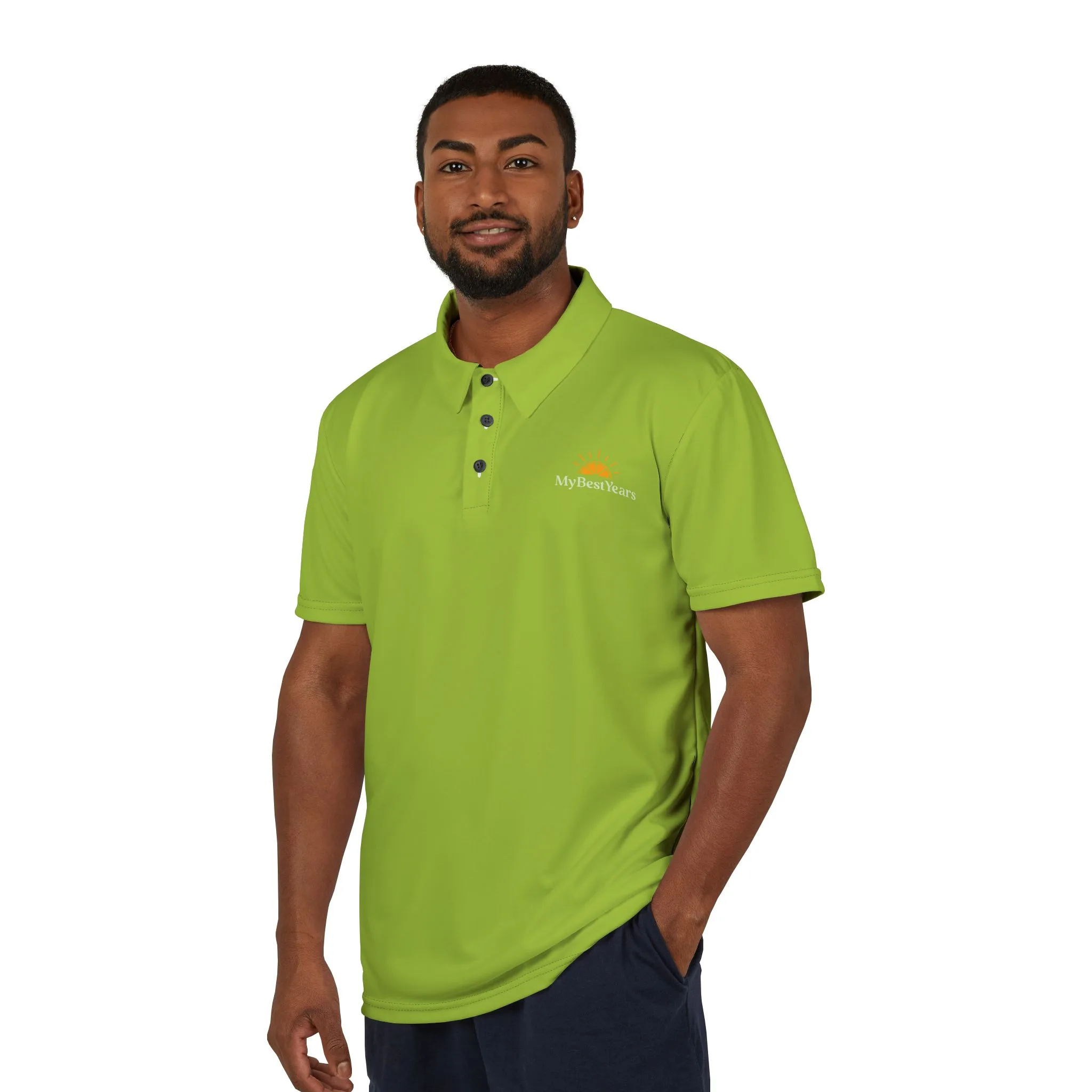 My Best Years Sunrise Logo 2 Embroidered Polo, Bright Green - Image 5