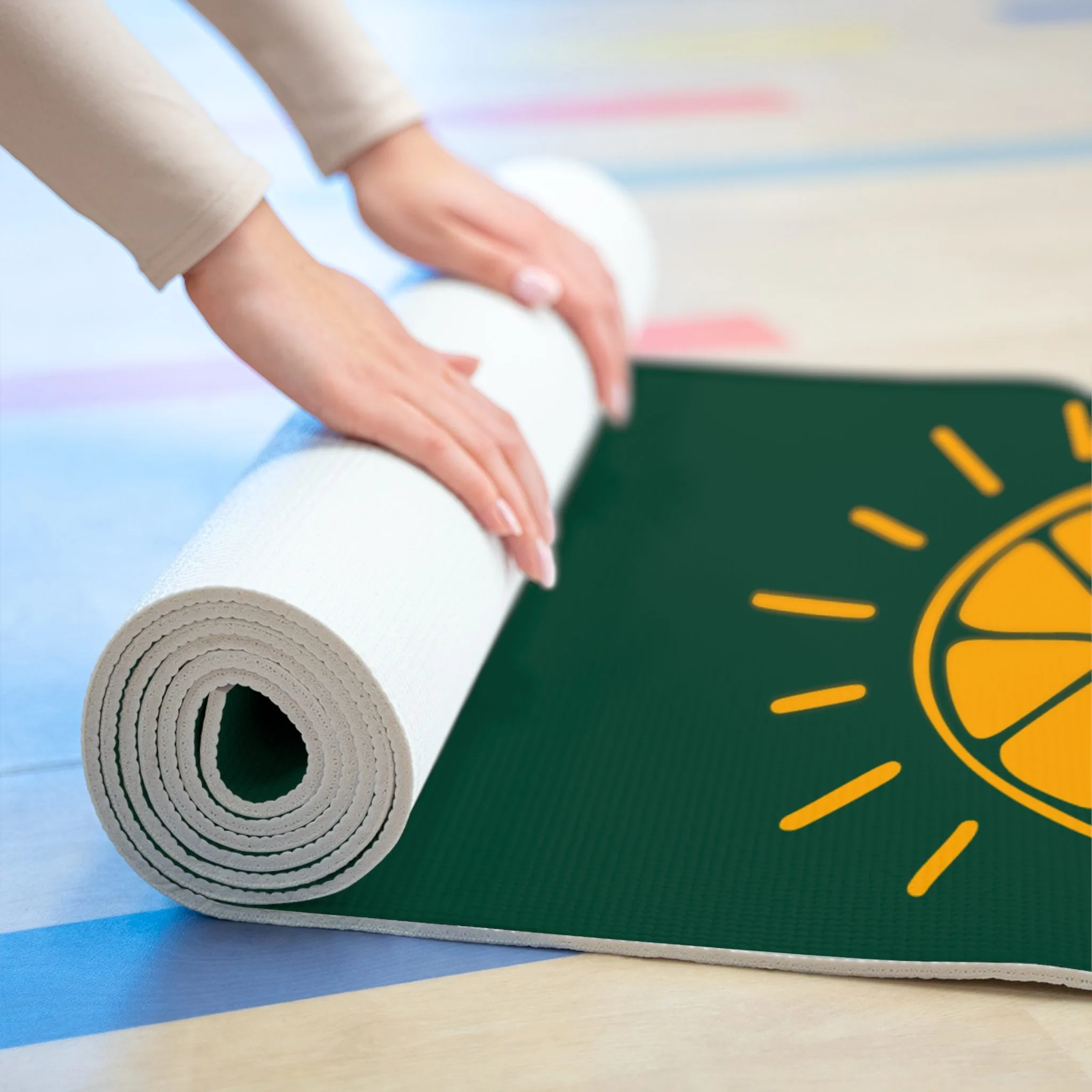 My Best Years Sunrise Logo Foam Exercise Mat, Dark Green, Non-Slip - Image 4