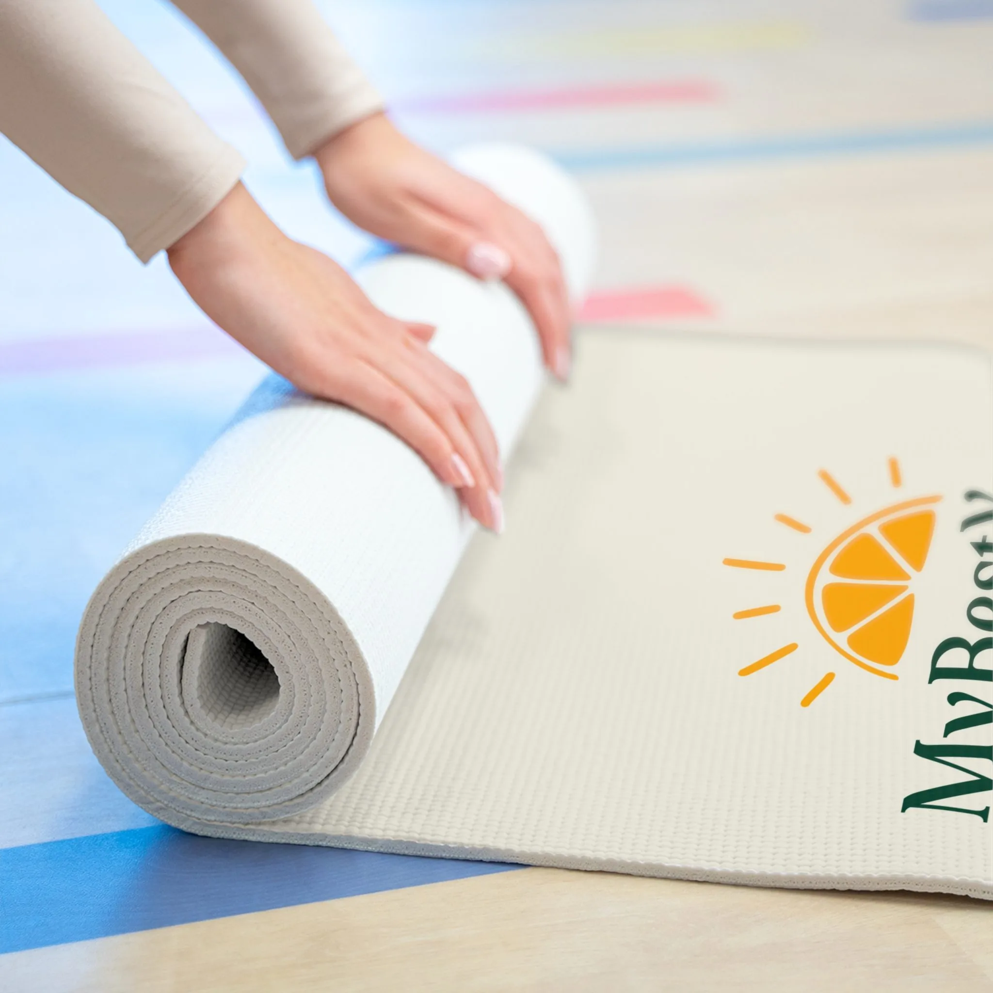 My Best Years Foam Exercise Mat, Beige, Non-Slip - Image 4